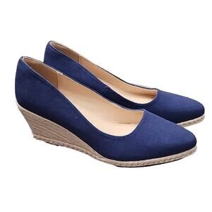 Ruanyu Blue Espadrille Wedges. Size 9.5